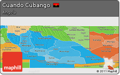 Political Shades Panoramic Map of Cuando Cubango