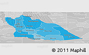 Political Shades Panoramic Map of Cuando Cubango, lighten, desaturated