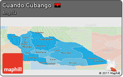 Political Shades Panoramic Map of Cuando Cubango, lighten