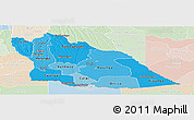 Political Shades Panoramic Map of Cuando Cubango, lighten