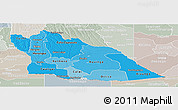 Political Shades Panoramic Map of Cuando Cubango, lighten, semi-desaturated