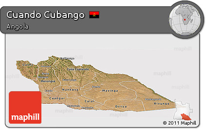 Satellite Panoramic Map of Cuando Cubango, cropped outside