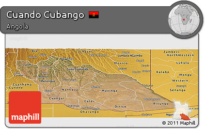 Satellite Panoramic Map of Cuando Cubango, physical outside