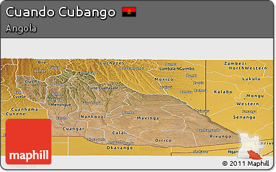Satellite Panoramic Map of Cuando Cubango, physical outside