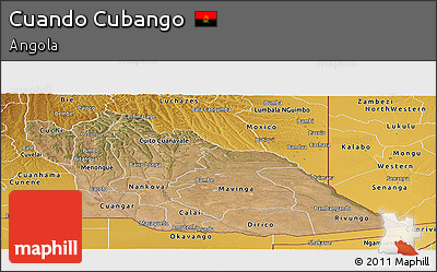 Satellite Panoramic Map of Cuando Cubango, physical outside