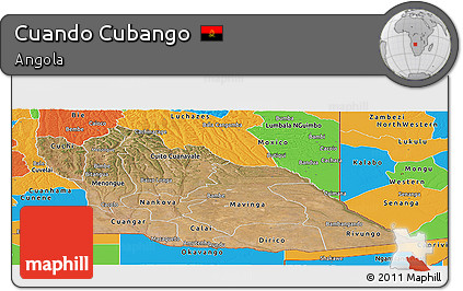 Satellite Panoramic Map of Cuando Cubango, political outside