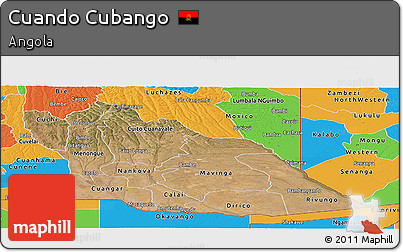 Satellite Panoramic Map of Cuando Cubango, political outside