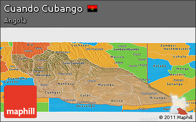 Satellite Panoramic Map of Cuando Cubango, political outside