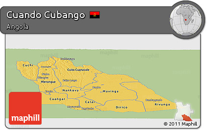 Savanna Style Panoramic Map of Cuando Cubango, single color outside