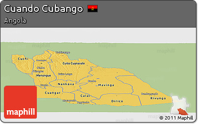 Savanna Style Panoramic Map of Cuando Cubango, single color outside