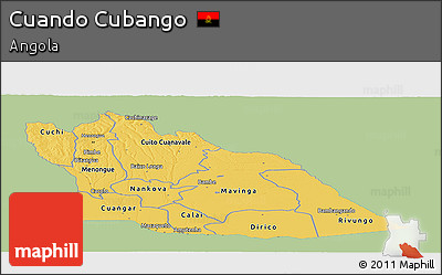Savanna Style Panoramic Map of Cuando Cubango, single color outside