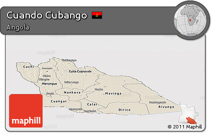 Shaded Relief Panoramic Map of Cuando Cubango, cropped outside