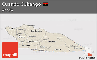 Shaded Relief Panoramic Map of Cuando Cubango, cropped outside