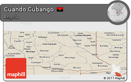 Shaded Relief Panoramic Map of Cuando Cubango
