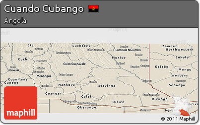 Shaded Relief Panoramic Map of Cuando Cubango