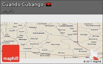 Shaded Relief Panoramic Map of Cuando Cubango