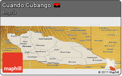 Shaded Relief Panoramic Map of Cuando Cubango, physical outside