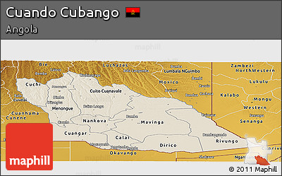 Shaded Relief Panoramic Map of Cuando Cubango, physical outside