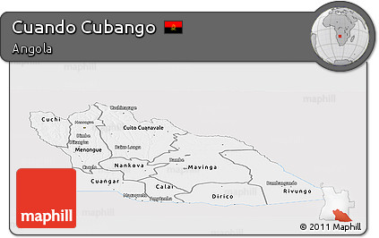 Silver Style Panoramic Map of Cuando Cubango, single color outside