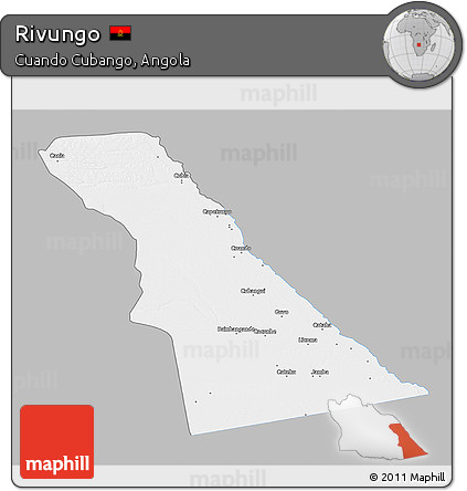 Gray 3D Map of Rivungo, single color outside