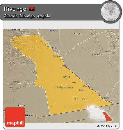 Physical 3D Map of Rivungo, semi-desaturated