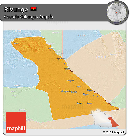 Political 3D Map of Rivungo, lighten