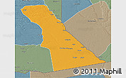 Political 3D Map of Rivungo, semi-desaturated