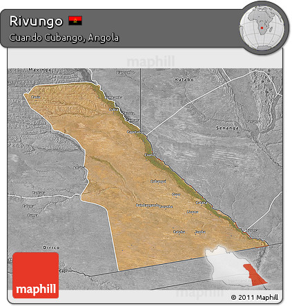Satellite 3D Map of Rivungo, desaturated