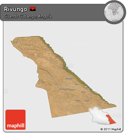 Satellite 3D Map of Rivungo, single color outside