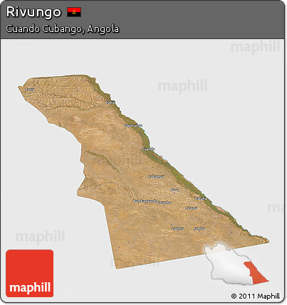Satellite 3D Map of Rivungo, single color outside