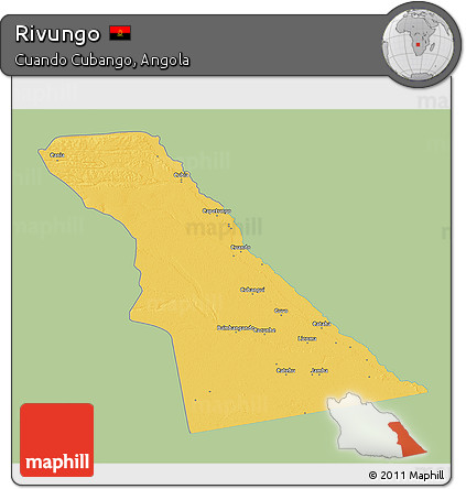 Savanna Style 3D Map of Rivungo, single color outside