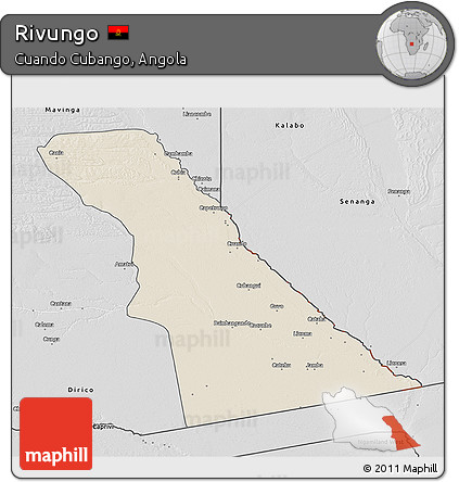 Shaded Relief 3D Map of Rivungo, desaturated