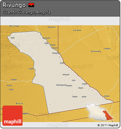 Shaded Relief 3D Map of Rivungo, physical outside