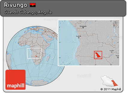 Gray Location Map of Rivungo, within the entire country, hill shading