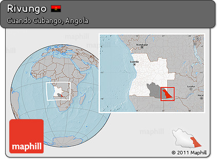 Gray Location Map of Rivungo, highlighted country, highlighted parent region, within the entire country, hill shading