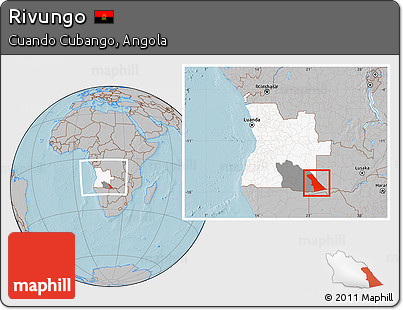 Gray Location Map of Rivungo, highlighted country, highlighted parent region, within the entire country, hill shading