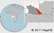 Gray Location Map of Rivungo, highlighted country, highlighted parent region, hill shading