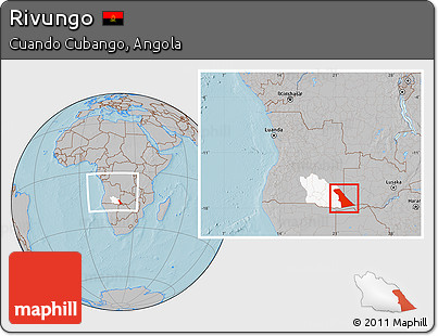 Gray Location Map of Rivungo, highlighted parent region, within the entire country, hill shading