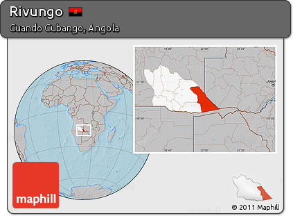 Gray Location Map of Rivungo, highlighted parent region, hill shading