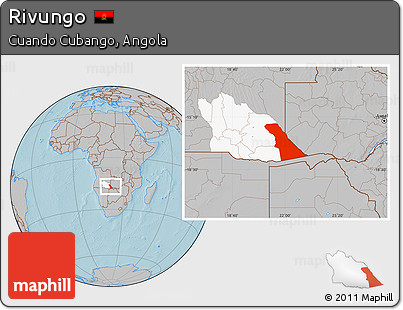 Gray Location Map of Rivungo, highlighted parent region, hill shading