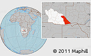 Gray Location Map of Rivungo, highlighted parent region, hill shading