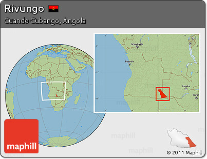 Savanna Style Location Map of Rivungo, within the entire country