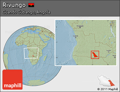 Savanna Style Location Map of Rivungo, within the entire country, hill shading