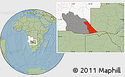 Savanna Style Location Map of Rivungo, highlighted country, highlighted parent region, hill shading