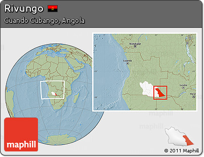 Savanna Style Location Map of Rivungo, highlighted parent region, within the entire country, hill shading