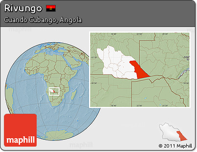 Savanna Style Location Map of Rivungo, highlighted parent region, hill shading
