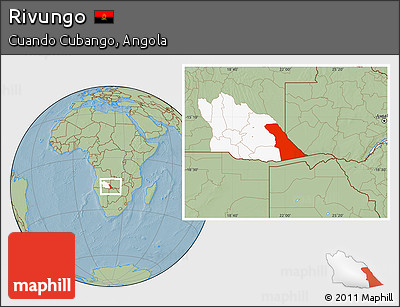 Savanna Style Location Map of Rivungo, highlighted parent region, hill shading