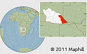 Savanna Style Location Map of Rivungo, highlighted parent region, hill shading