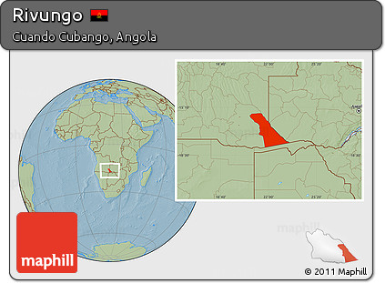 Savanna Style Location Map of Rivungo, hill shading