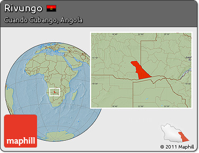 Savanna Style Location Map of Rivungo, hill shading